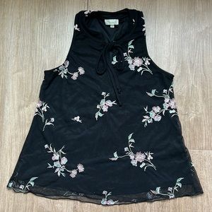 Chenault Women’s Floral Black Sleeveless Summer Top Size Small